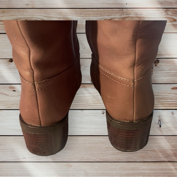 ** Tory Burch Brown Leather Knee High Riding Boots - Picture 6 of 9